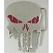 PUNISHER SKULL SILVER CHROME BELT BUCKLE WITH BONUS LEATHER BELT