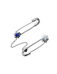 Zandra Rhodes 925 Silver Aquamarine & Sapphire Brooch
