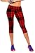 Pink Queen® Womens Tartan Active Workout Capri Leggings Fitted Stretch Tights
