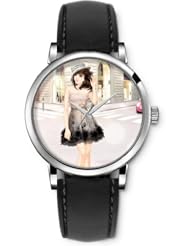 SPRAWL Aanalog Fashion Series Silver Ladies Watches of Genuine Black Leather Strap,Unique Wrist Watch for Women Girls Designed with elegant Girl