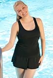Chlorine Resistant! Beach Belle® Black Racerback Skirtini - Women's Swimwear Plus Size Swimsuits