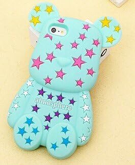 PHL High Quality 3d Cartoon Silicon Soft Case Cover for Iphone5 5s 5c Cute Bear (GREEN)