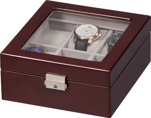 Auer Accessories Niobe 416DB Watch Box For 6 Watches Dark Burlwood