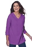 Woman Within Plus Size Perfect v-neck 3/4-sleeve tee