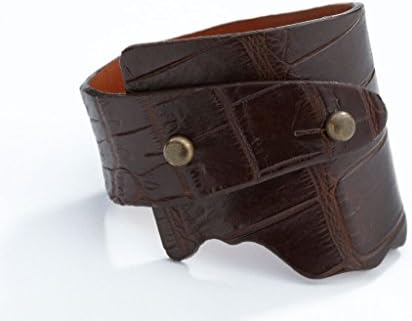 Genuine Alligator Wide-Wrap Luxury Bracelet in Chocolate (Brown) - Exotic Leather