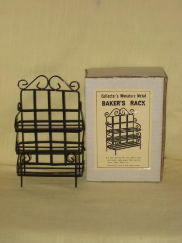 Vintage Doll House Furniture Miniature Metal Black Baker's Rack - 6x2 Inches