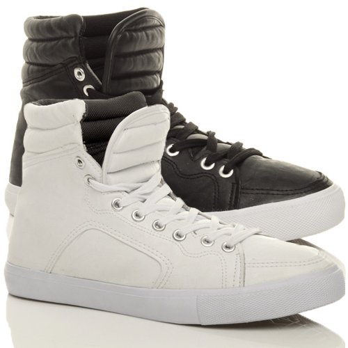 MENS FLAT HI HIGH TOP ANKLE BOOTS LACE UP TRAINERS SHOES SIZE 10 44
