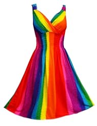 Apparel: Pikulla V-Neck Sleeveless Womens Rainbow Gypsy Sundress Multicoloured One Size SM