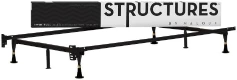 STRUCTURES by Malouf Heavy Duty 6-Leg LINENSPA Adjustable Metal Bed Frame with Glides Only - (Full, Twin)