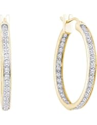 14KT Yellow Gold 1.0 CTW Round Diamond Fashion Hoops