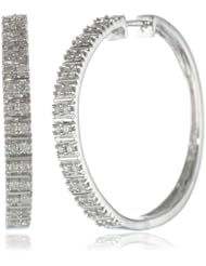 Sterling Silver Diamond Bar Hoop Earrings (1/2 cttw, I-J Color, I2-I3 Clarity)