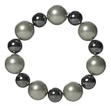 16mm Dyed Silver Grey Shell Beads and Hematite Stretch Bracelet, 8