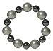 16mm Dyed Silver Grey Shell Beads and Hematite Stretch Bracelet, 8