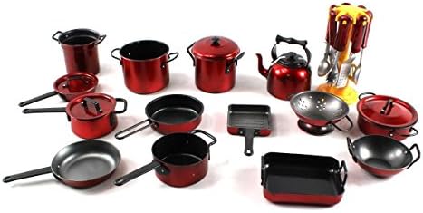 Complete 21 Piece Pcs Toy Kitchen Utensils Kitchenware Playset w/ Variety of Pots, Pans, Utensils, Tea Kettle (Colors May Vary)