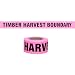 Presco CUPGBK55-658 150' Length x 1-1/2" Width, PVC Film, PinkGlo Printed Roll Flagging, Legend "Timber Harvest Boundary" (Pack of 108)