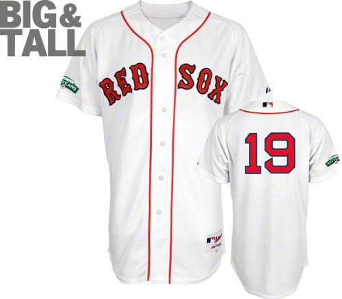 Josh Beckett Jersey: Big & Tall Boston Red Sox #19 Home White Authentic Jersey with Fenway Park 100th Year Anniversary Patch