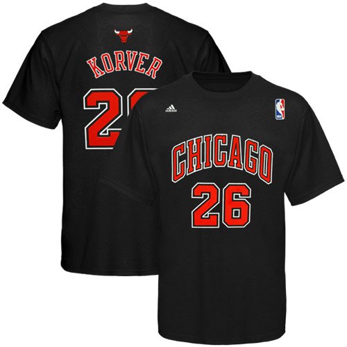 NBA adidas Kyle Korver Chicago Bulls #26 Net Number T-shirt - Black (Small)