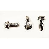 Stainless #8 (1/2" To 1-1/2" Length in Listing (100 pcs)) Hex Washer Head Self Drilling Sheet Metal Tek Screws With Drill Point, 410 Stainless Steel, Self Driller, 100 pieces (#8 x 1/2)