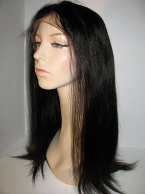 100% INDIAN REMY HUMAN HAIR FULL LACE WIG YAKI STRAIGHT 16