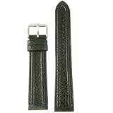 Watch Band Long Black Leather Padded Stitched Mens 20 millimeter