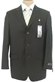 Caravelli Mens SB 3 Button Solid Black Suit - Size 42L