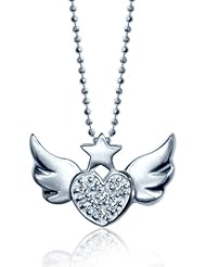 Alex Woo "Little Rock Star" Heart with White Wings Pendant Necklace