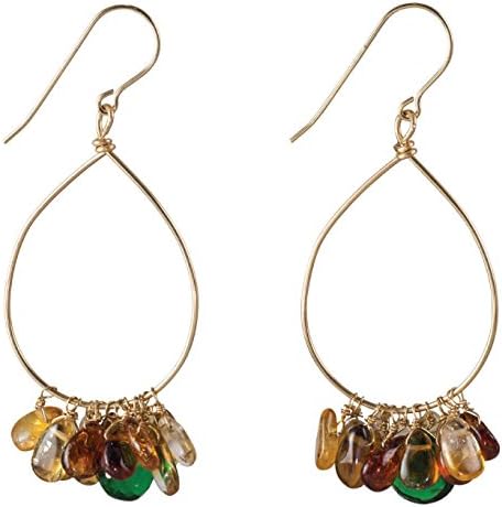 Emerald and Hessonite Hand-Shaped Hoops on 14K Gold Filled French Earwire