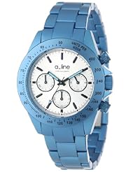 a_line Womens AL-20050-LBU-SL Amore Chronograph Silver Dial Blue Aluminum Watch