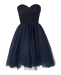 Sweetheart Lace Knee Length Short Polka Dot Print Tulle Bridesmaid Dress/Prom Dress/Wedding Party Dress 