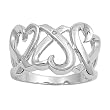 Sterling Silver Ring - Hearts - Clear CZ - 14 mm x 3 mm, Sizes 5-10 Sterling Silver Ring - Hearts - Clear CZ - 14 mm x 3 mm, Sizes 5-10
