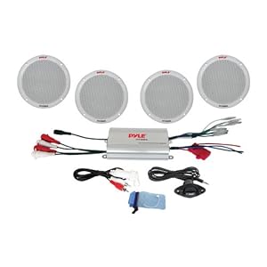 Click Here For Cheap Pyle Plmrkt4a 4-channel Waterproof Mp3/ipod Amplified 6.5-inch Marine Speaker System For Sale