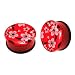 Picture of WickedBodyJewelz - Plugs - Single Flare:Red Flower Blossom Single Flare Plug with O-Ring - 2G (6mm) - Sold as a Pair