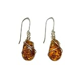Amber Wrapped Nugget Earrings with Sterling Silver Earwires