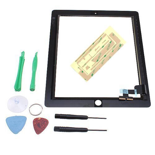 Teenitor Touch Screen Glass Digitizer Replacement + Adhesive for iPad 2 Black + Tool
