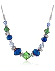 Nine West "Gem Jam" Silver-Tone Blue Frontal Necklace, 10"