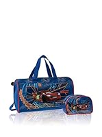 Disney Bolsa de viaje + Neceser Cars Neon (Azul)