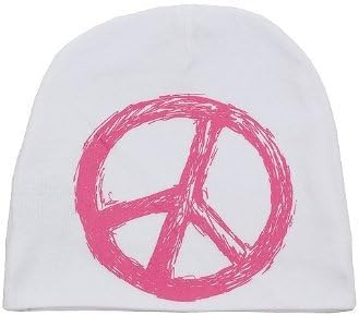 Pink Axle Infant/Toddler Hats (Medium 6-12 Months, White with Peace)