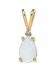 14K Yellow Gold Opal and Diamond Necklace -- LIFETIME WARRANTY