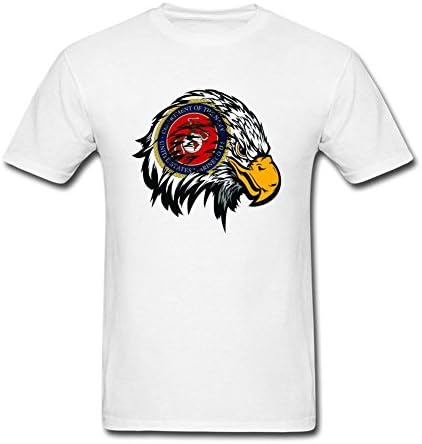 JustLikeSun Men's Marines American Flag Eagle Head Decal T Shirt