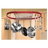 Kinetic 12025 Oval Wrought Iron Pot Rack, Red