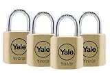 Yale Y110/20/111/4 Solid Brass Body Keyed Padlock, 4-Pack Keyed Alike, 3/4 Inch Wide