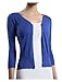 RubyK Womens Solid V Neck Clean Rib 3/4 Sleeve Fine Knit Cardigan Sweater