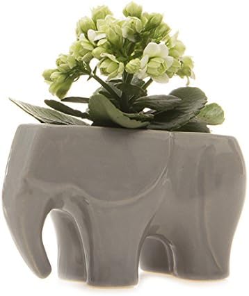 Elephant Cement Floral Vase in Grey - 3.75" x 5.5" x 3.5"
