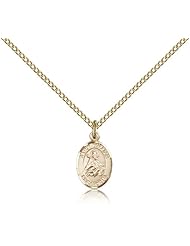 Gold Filled Saint St. William of Rochester Medal Pendant 1/2 x 1/4 Inches Adopted Children-9114- Comes with a Gold Filled Lite Curb Chain Neckace And a Black velvet Box