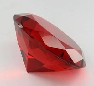 Ruby Glass Diamond Shaped Paperweight
