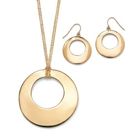 2-Piece 14k Gold-Plated Open-Circle Disk Jewelry Set