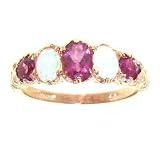 9ct Rose Gold Ladies 5 Stone Ruby Opal Ring Size L Finger Sizes H To Z Available