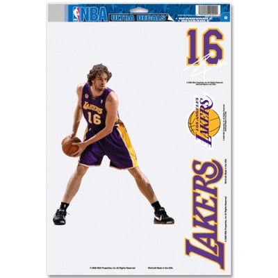 LOS ANGELES LAKERS PAUL GASOL REMOVABLE CAR TRUCK WINDOW WALL DECAL SET (4)