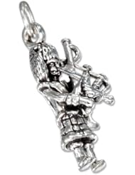 Sterling Silver Three Dimensional Scottish Bagpipe Player Charm