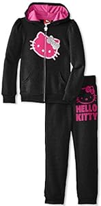 Hello Kitty Big Girls' Fleece Active Set, Anthracite, 8